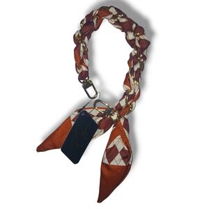 NWT Red & Cream Woven Gold-tone Bag Chain/Wristlet Strap